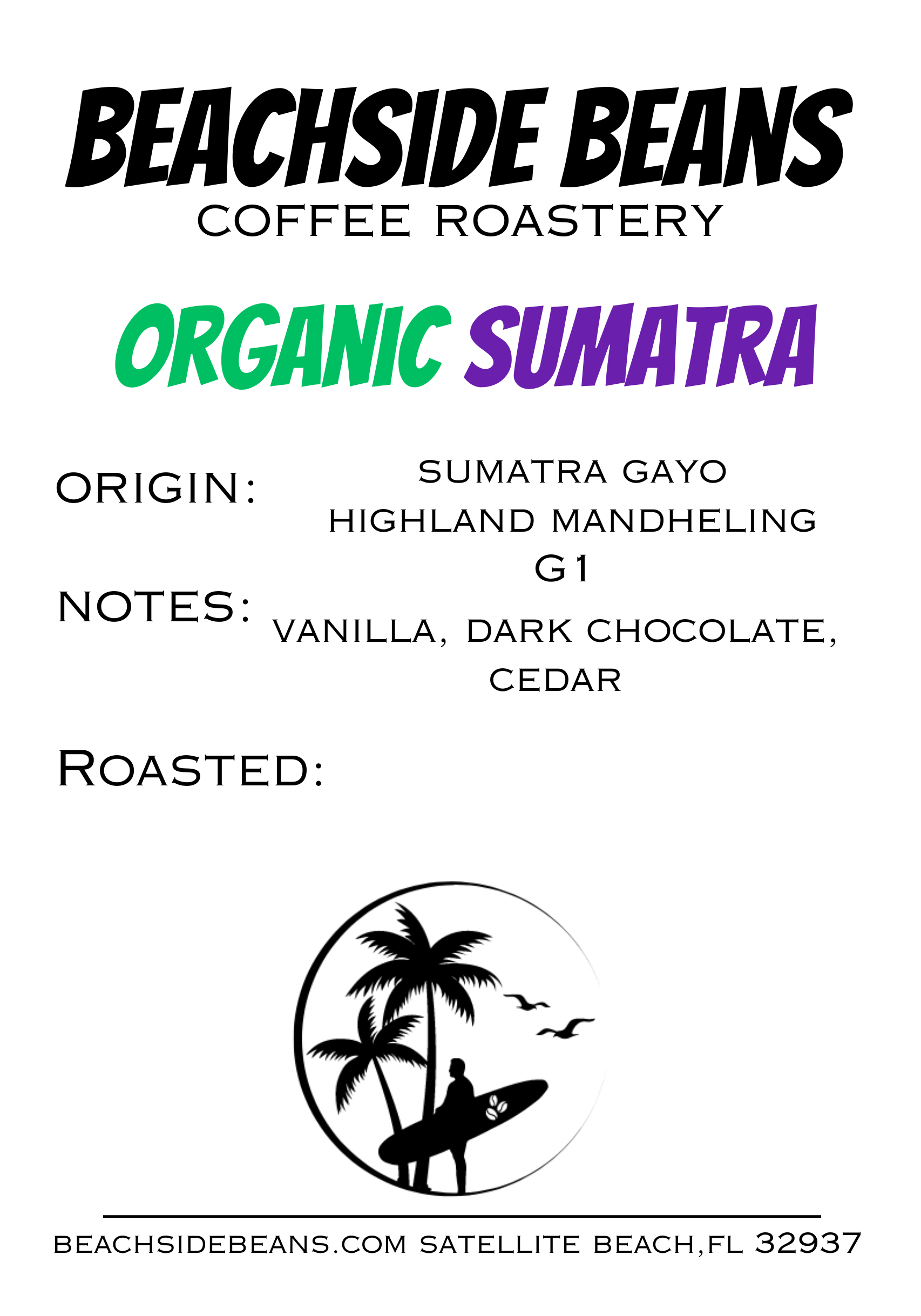 Organic Sumatra G1 packaging back