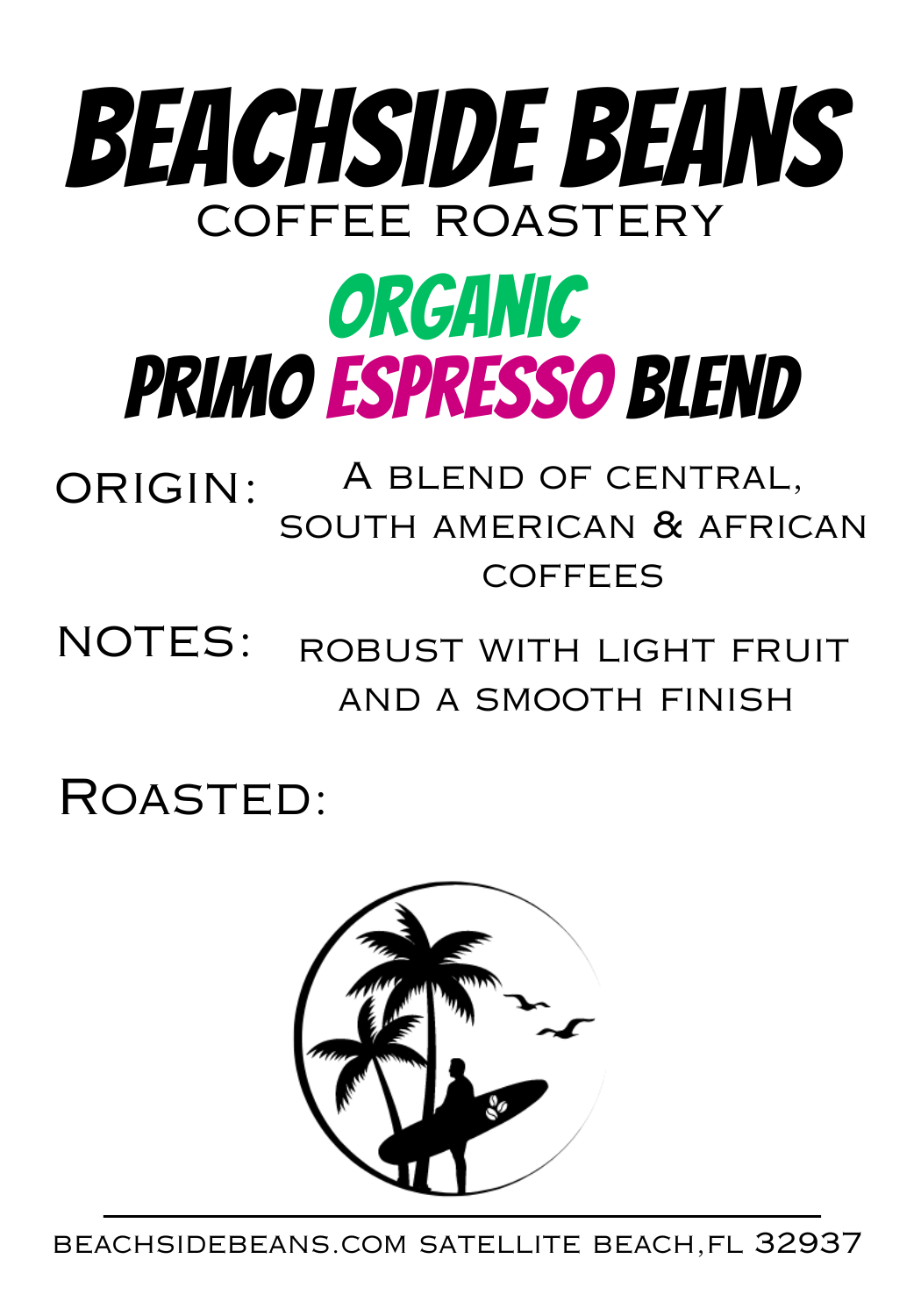 Organic Primo Espresso packaging back