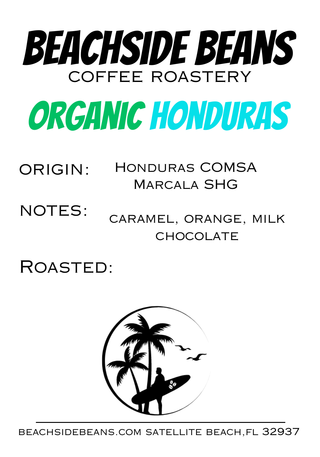 Organic Honduras COMSA SHG packaging back