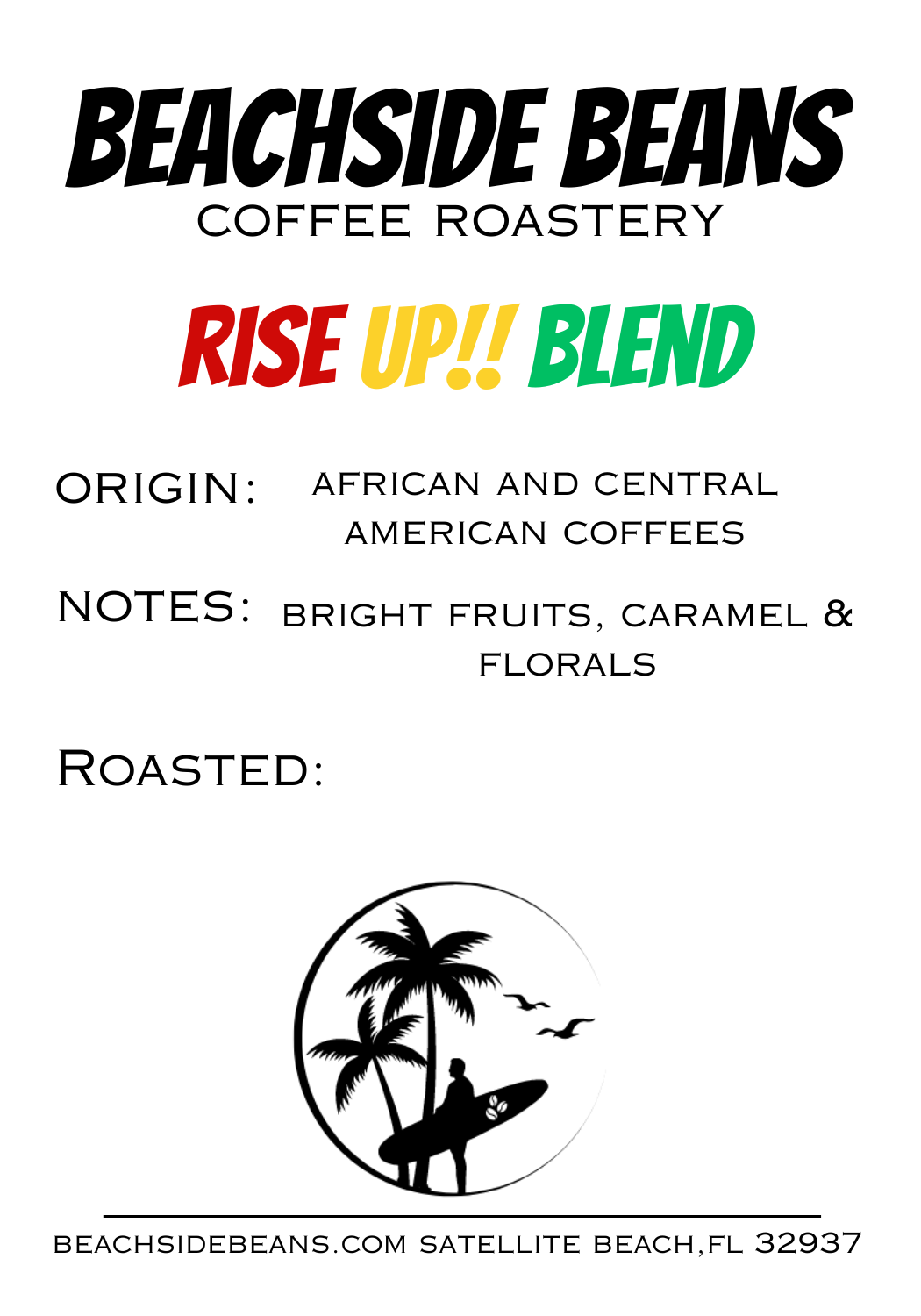 Rise Up! Morning Blend packaging back