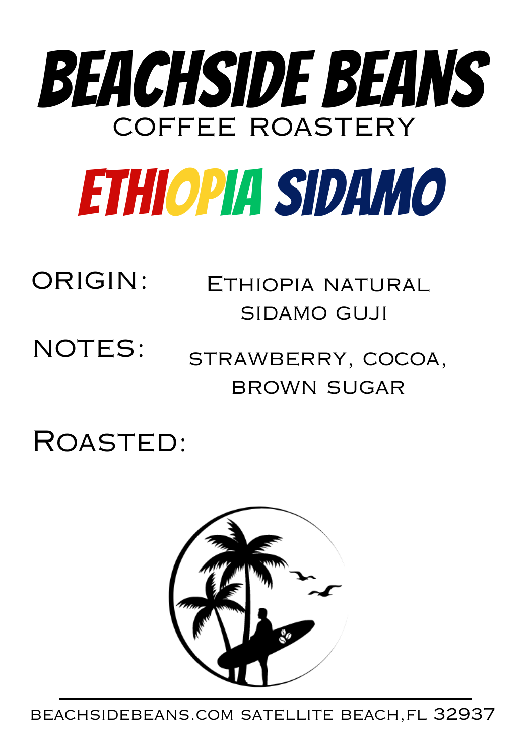 Natural Ethiopia Sidamo packaging back